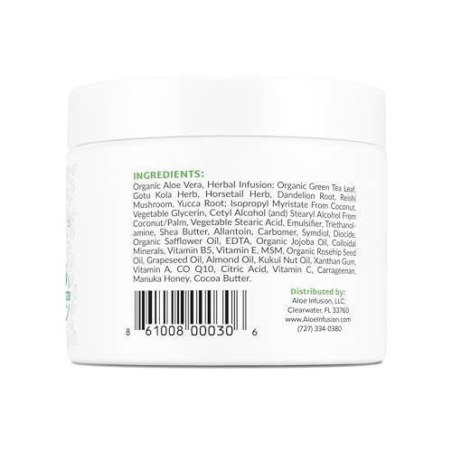 Aloe Infusion ingredients highlight shea butter, jojoba oil, and manuka honey.