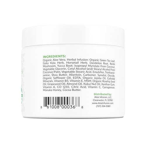 Aloe Infusion cream texture spread on skin for quick absorption.