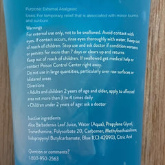 Aloe Up Aloe Ice Sunburn Relief Gel application highlights fast-absorbing hydration without stickiness.