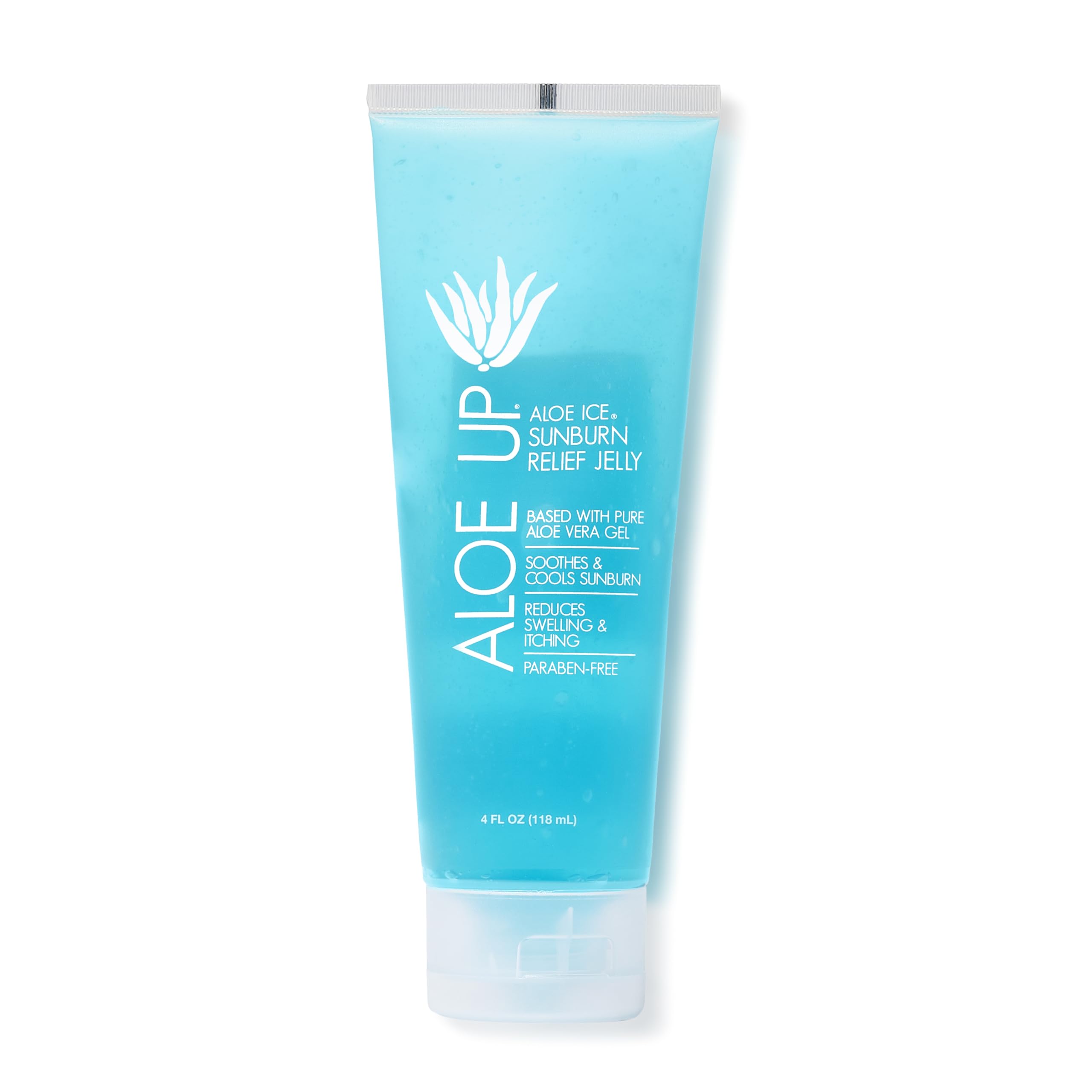 Aloe Up Aloe Ice Sunburn Relief Gel bottle shows a cooling, lightweight after-sun care.