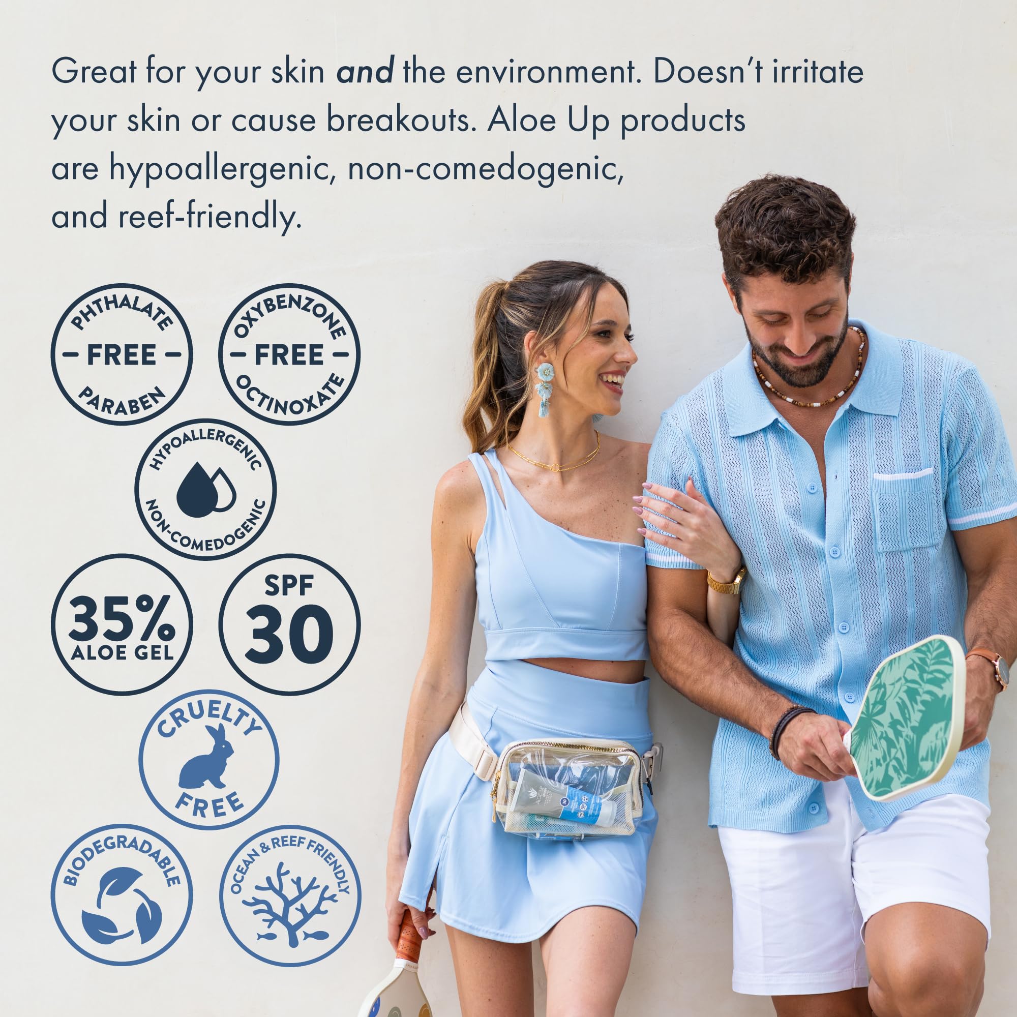 Aloe Up coconut-mango fragrance evokes tropical scent during use.