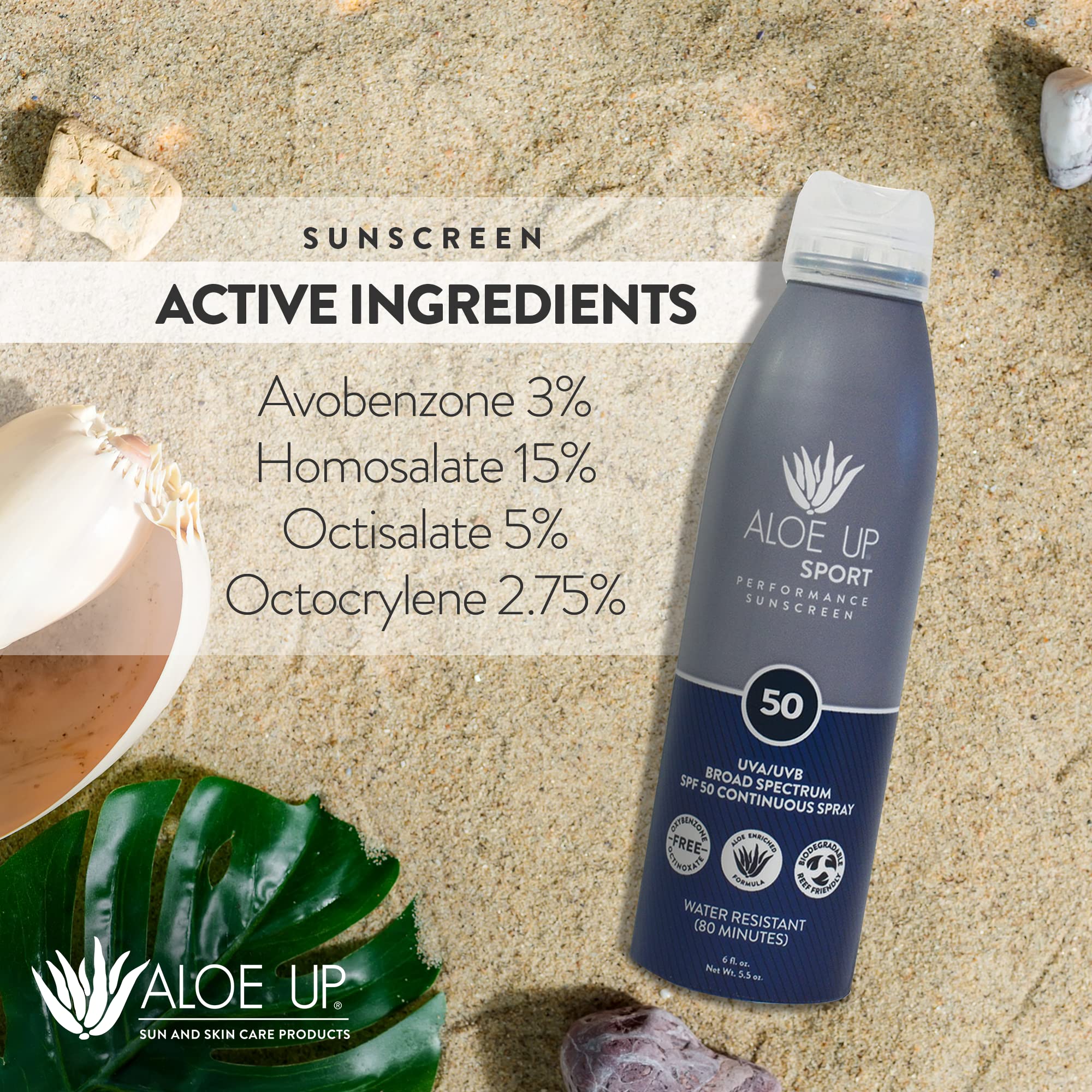 Aloe Up fragrance-free label emphasizes clean, easy application.