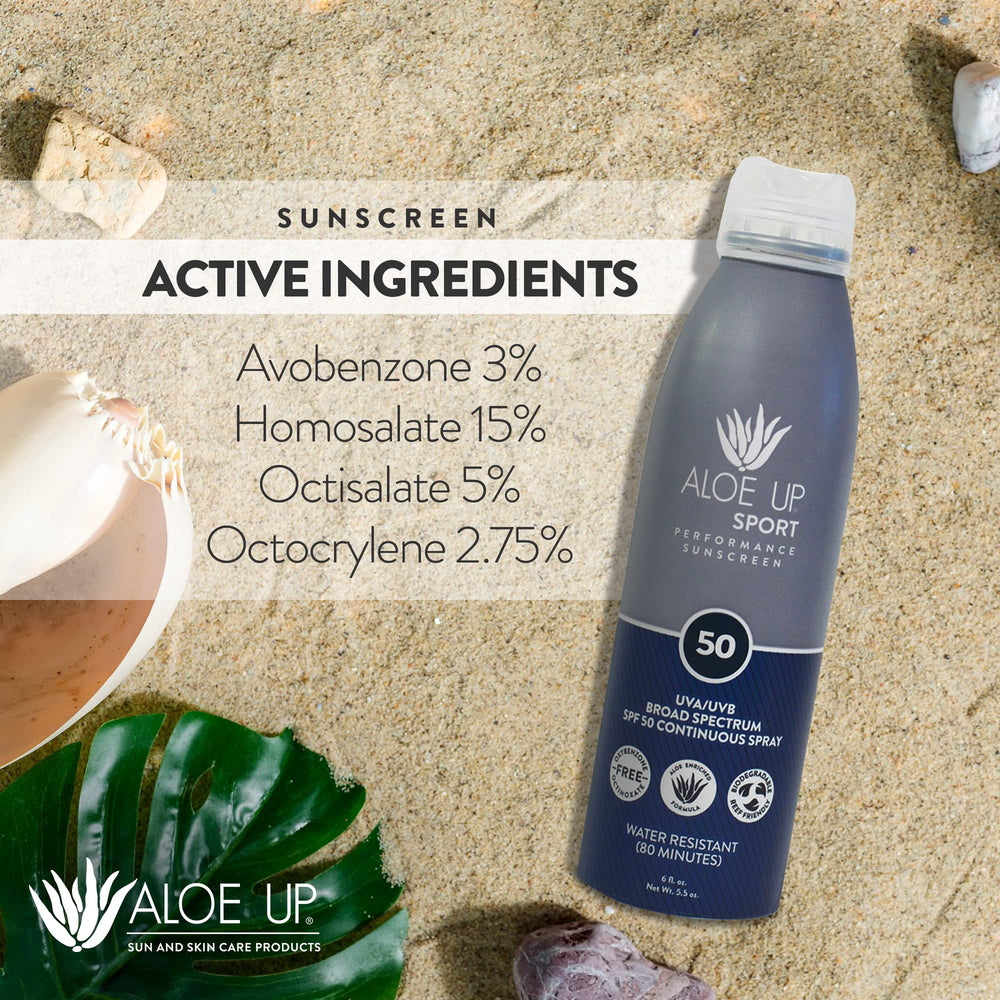 Aloe Up fragrance-free label emphasizes clean, easy application.