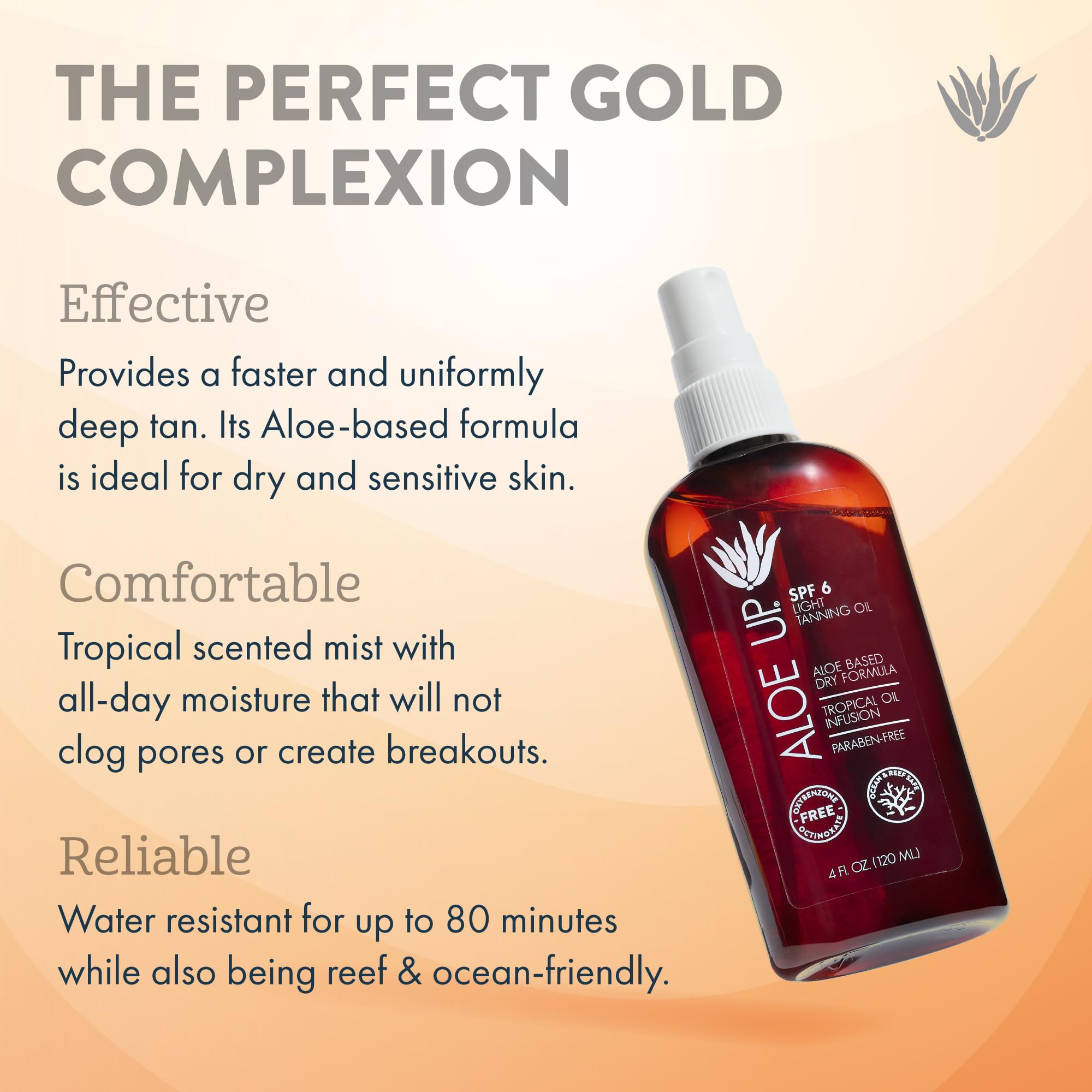 Aloe Up bottle close-up with tropical scent for refreshing sun care.