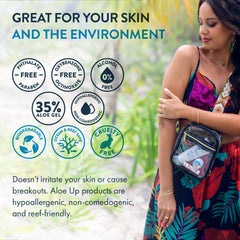 ALOE UP no-sticky-residue formula applies light and dries comfortably.