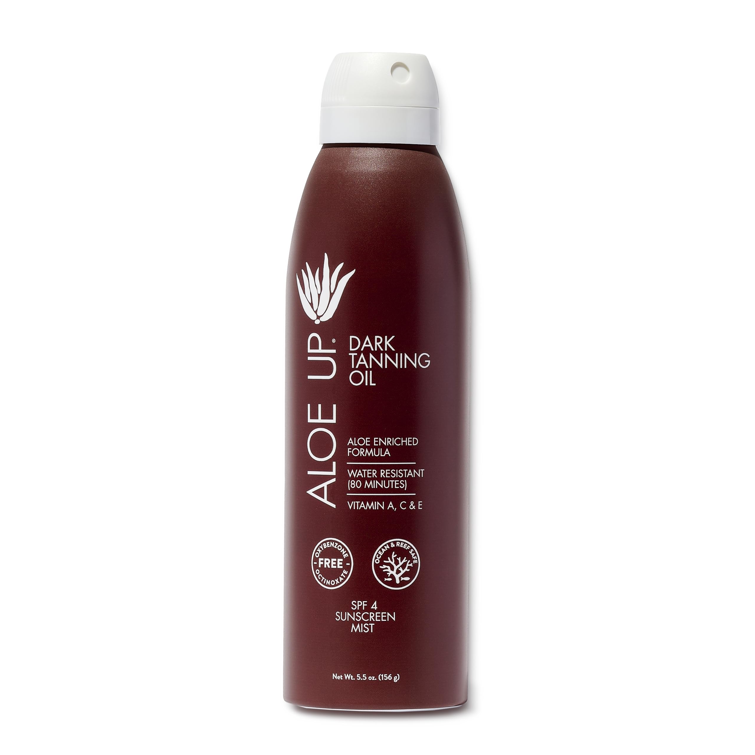 ALOE UP SPF 4 dark tanning oil spray bottle for a non-greasy, tropical tan.