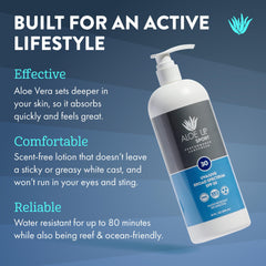 Aloe Up sunscreen applied to the arm during outdoor activity.