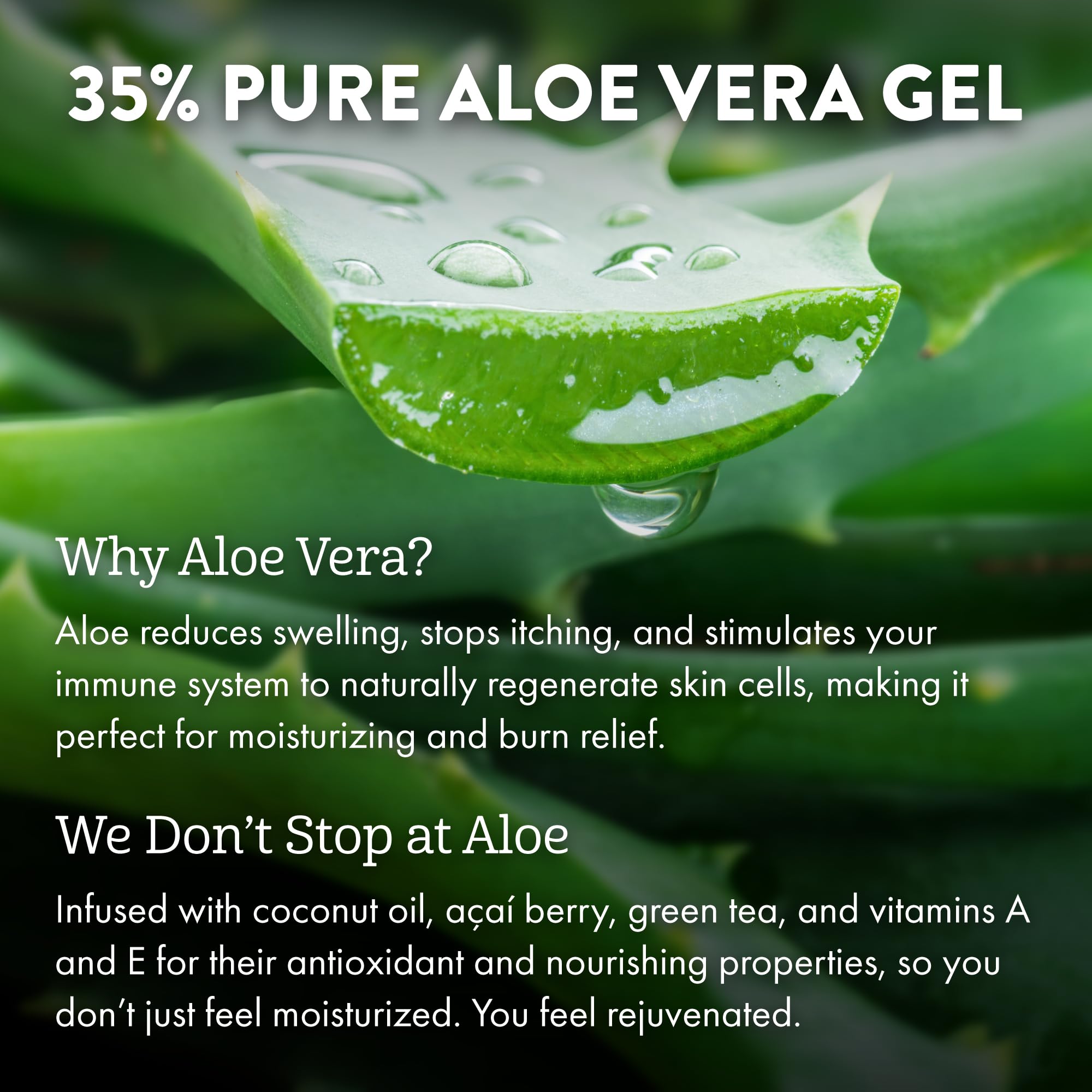 ALOE UP vitamin E antioxidants support hydration after sun exposure.