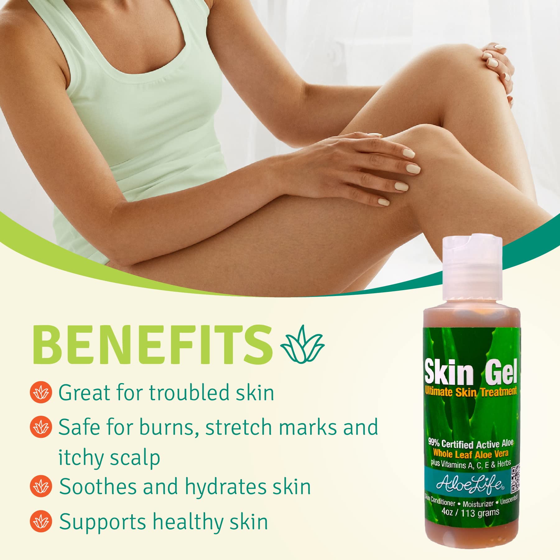 Aloe Life 4 oz bottle ready for daily face, hands, and body use.