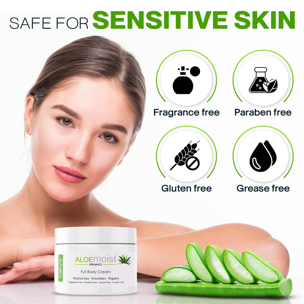 Aloemoist full body cream being applied to arms for everyday moisture.