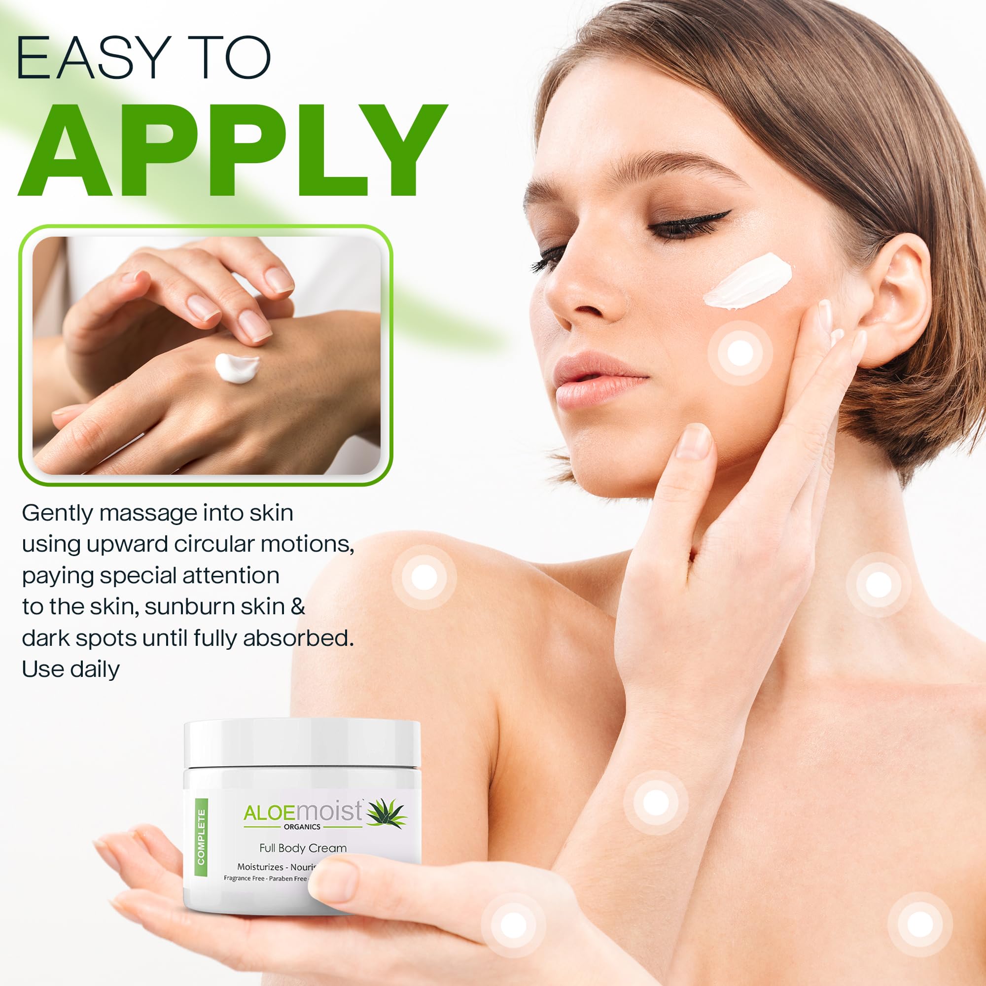 Aloemoist night cream shown on a clean face for overnight hydration.