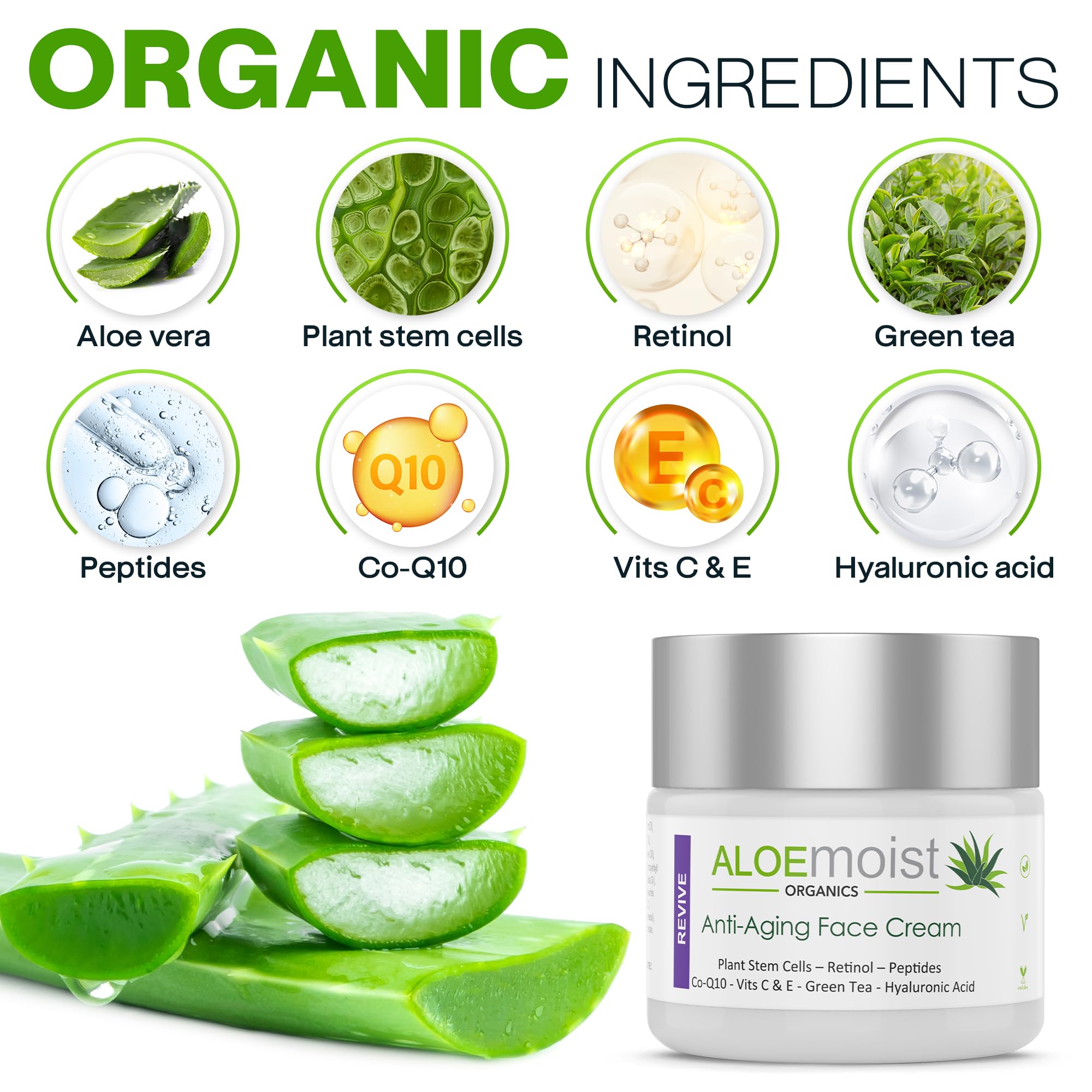 AloeMoist Revive cream application on cheek area demonstrates smooth texture and quick absorption.