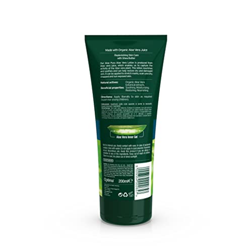 Close-up of Aloe Pura label shows vegan, paraben-free formulation.