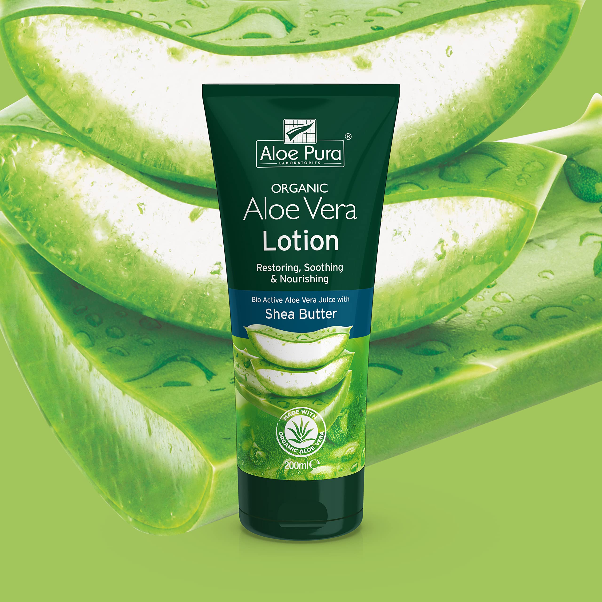 Silky texture swirl demonstrates the lotion's smooth, non-greasy finish.