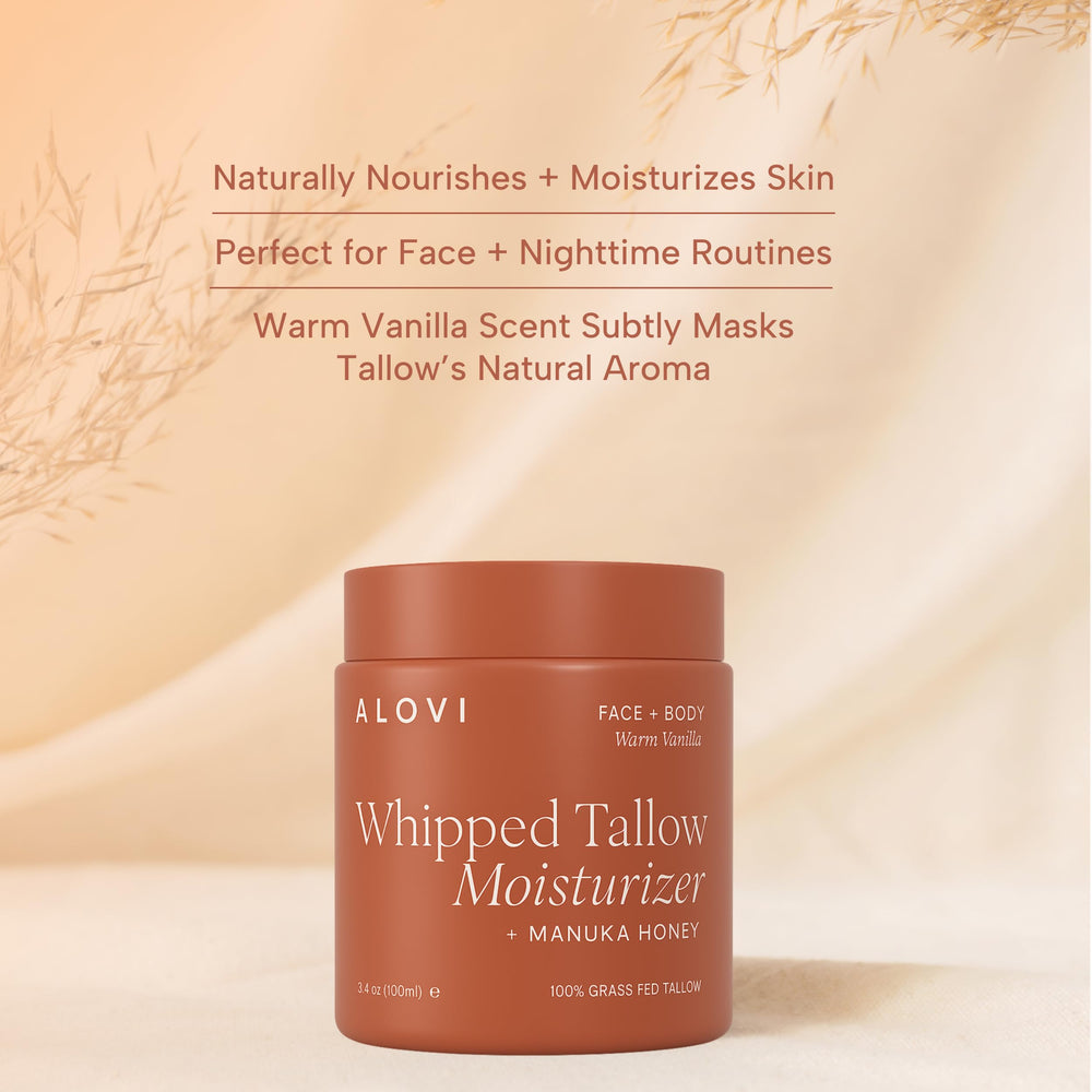 ALOVI texture close-up highlights whipped, fluffy consistency for soft, hydrated skin.