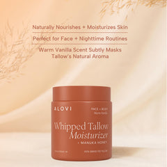 ALOVI texture close-up highlights whipped, fluffy consistency for soft, hydrated skin.