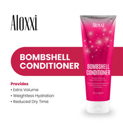 Applying ALOXXI Bombshell conditioner to wet hair for volume and lift