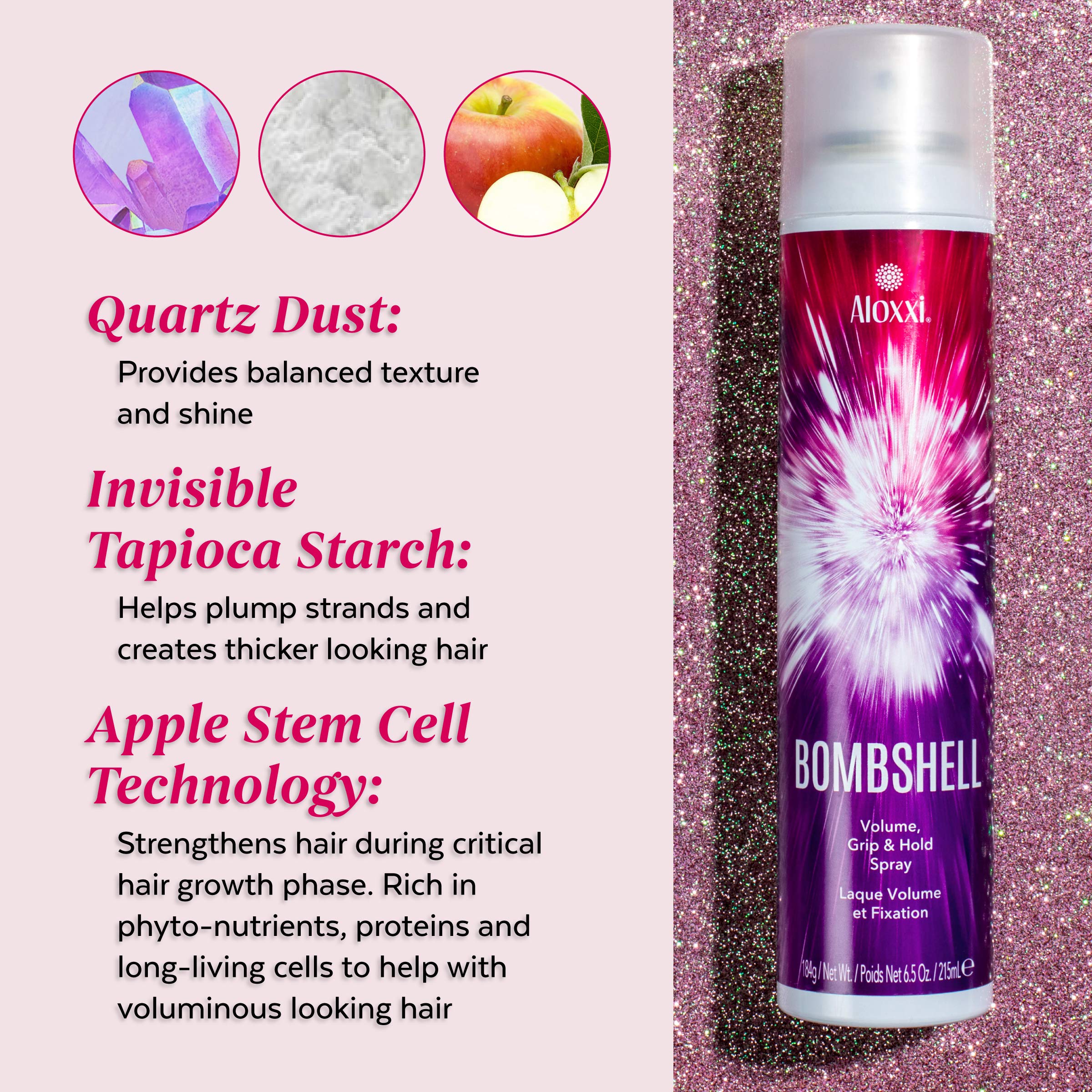 ALOXXI Bombshell heat-protection shields hair up to 450°F.