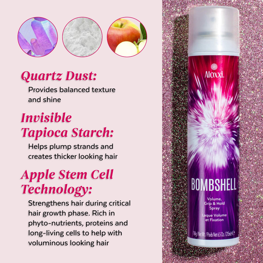 ALOXXI Bombshell heat-protection shields hair up to 450°F.