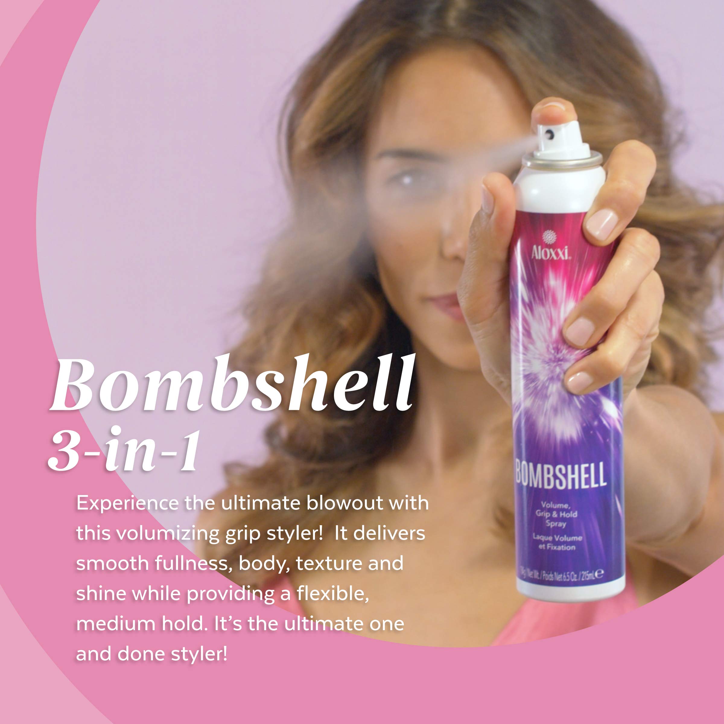 ALOXXI Bombshell three-in-one usage enhances blowouts with flexible hold.