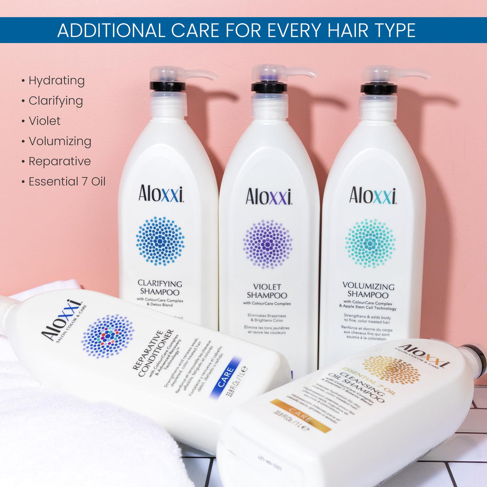 ALOXXI bottle with natural oils conveys nourishing, strengthening benefits