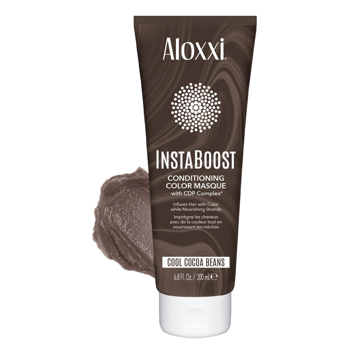 ALOXXI InstaBoost Color Mask Cool Cocoa Beans deposits rich color with gloss