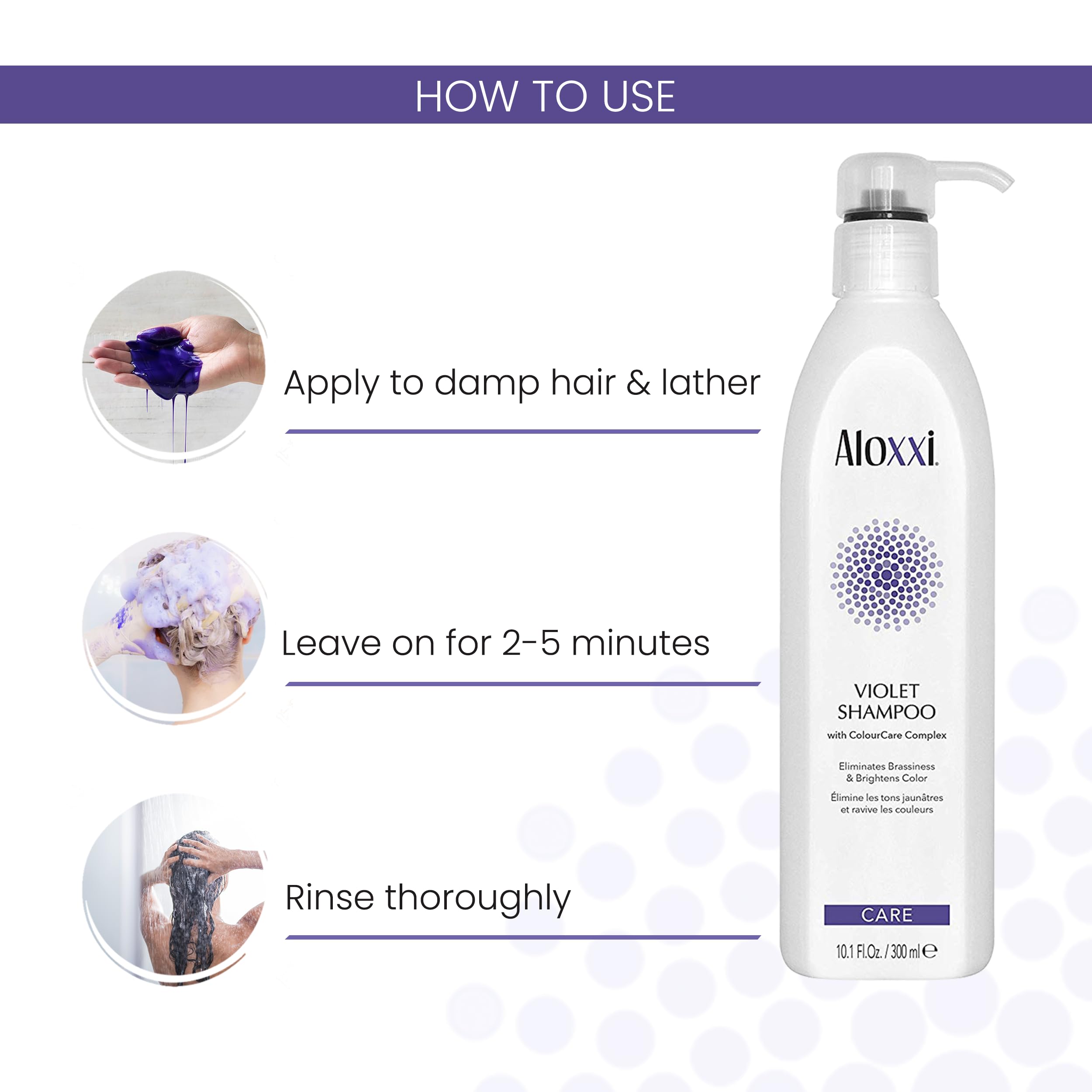 ALOXXI Violet Shampoo on bathroom sink during routine refresh