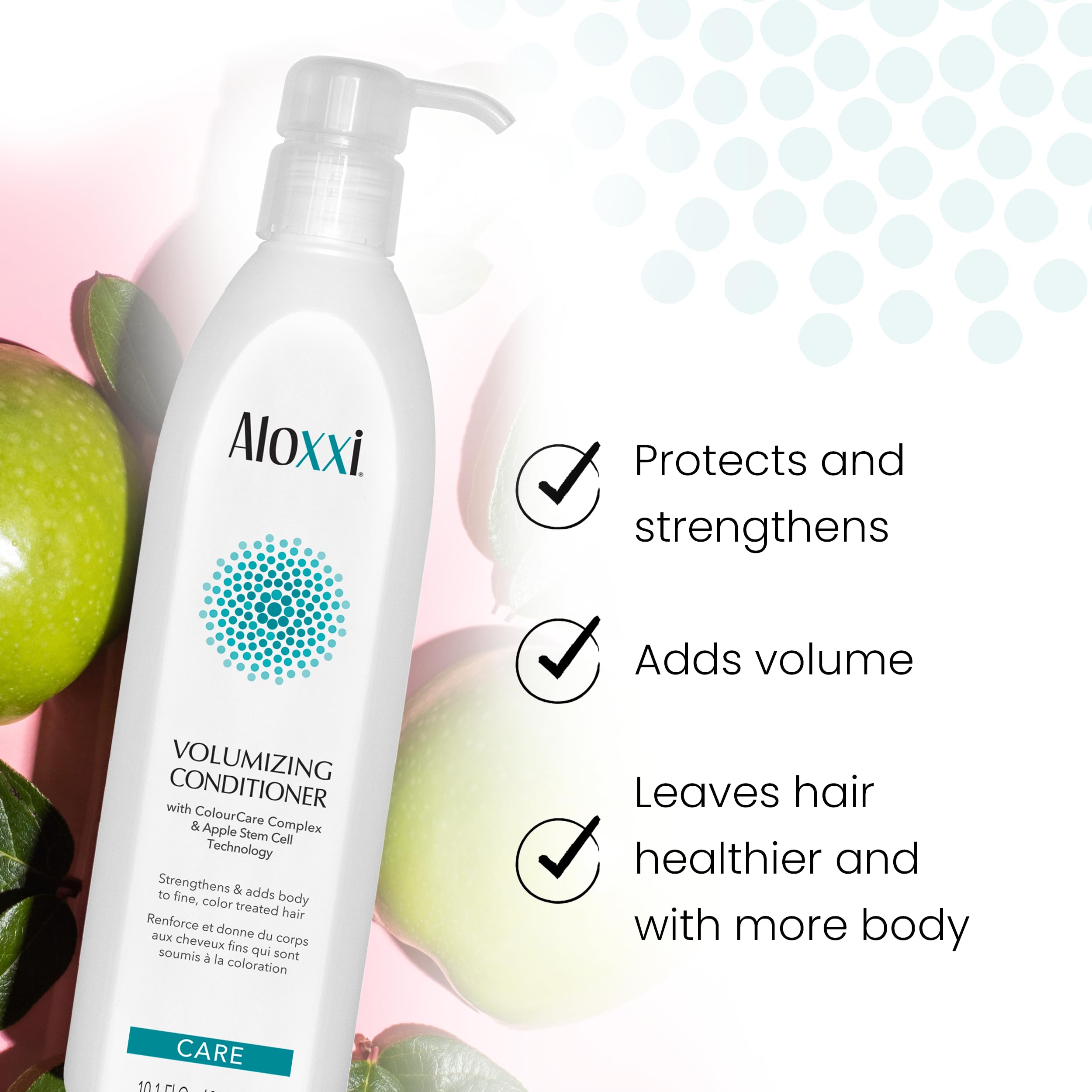 ALOXXI color-protection label highlights UV shields for color-treated hair.