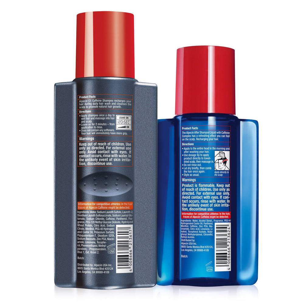 Lifestyle image of a man after shower using Alpecin bundle