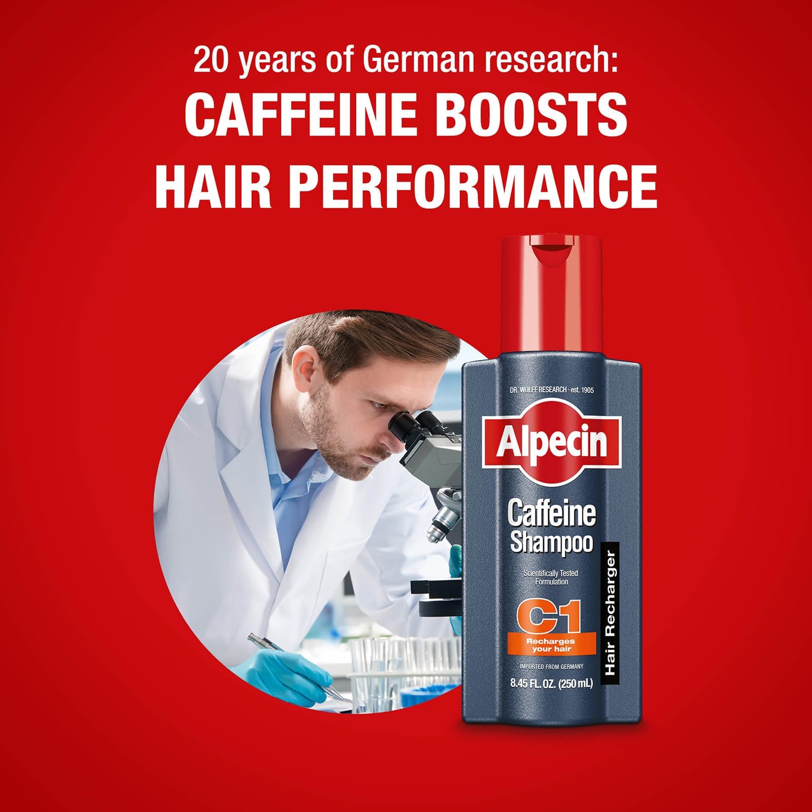 Alpecin C1 caffeine shampoo after wash with fuller-looking hair