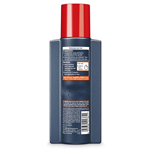 Alpecin C1 shampoo being poured to energize the scalp during wash.