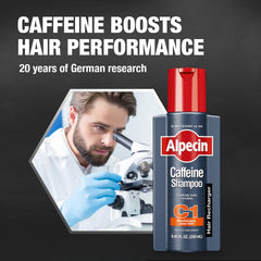 Alpecin C1 shampoo lather demonstrated for a thicker-feeling look