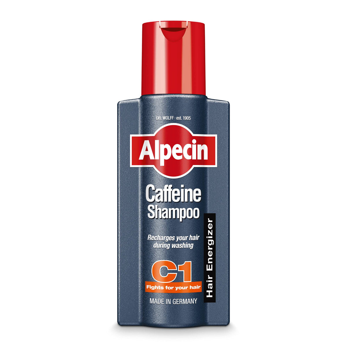 Alpecin Caffeine Shampoo bottle front view for daily activation.