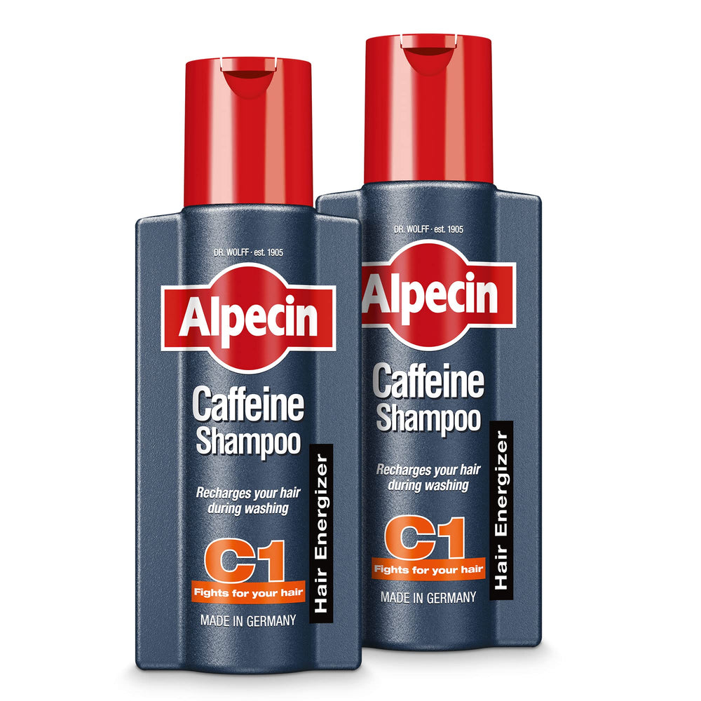 Alpecin Caffeine Shampoo C1 bottle front for refreshing scalp cleanse