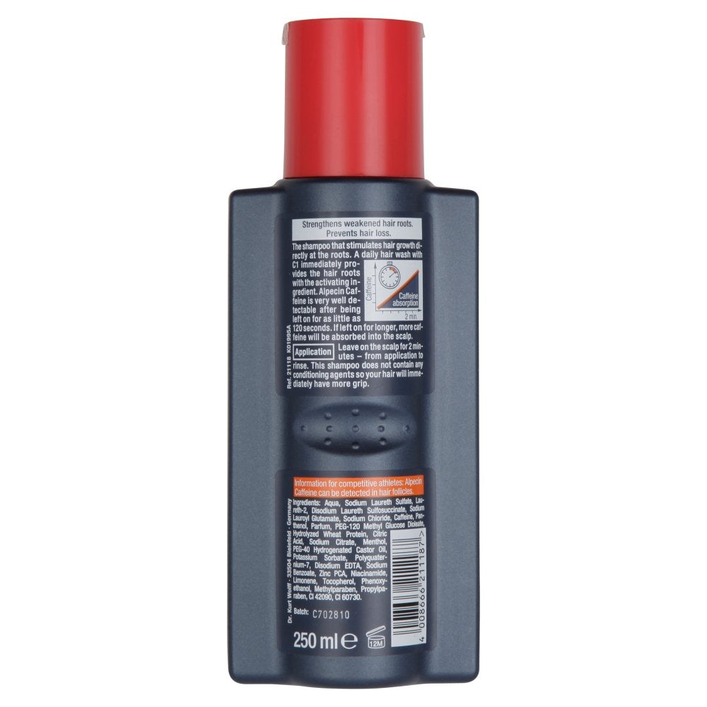 Alpecin Caffeine Shampoo C1 foam lather ready for even distribution and scalp refreshment.