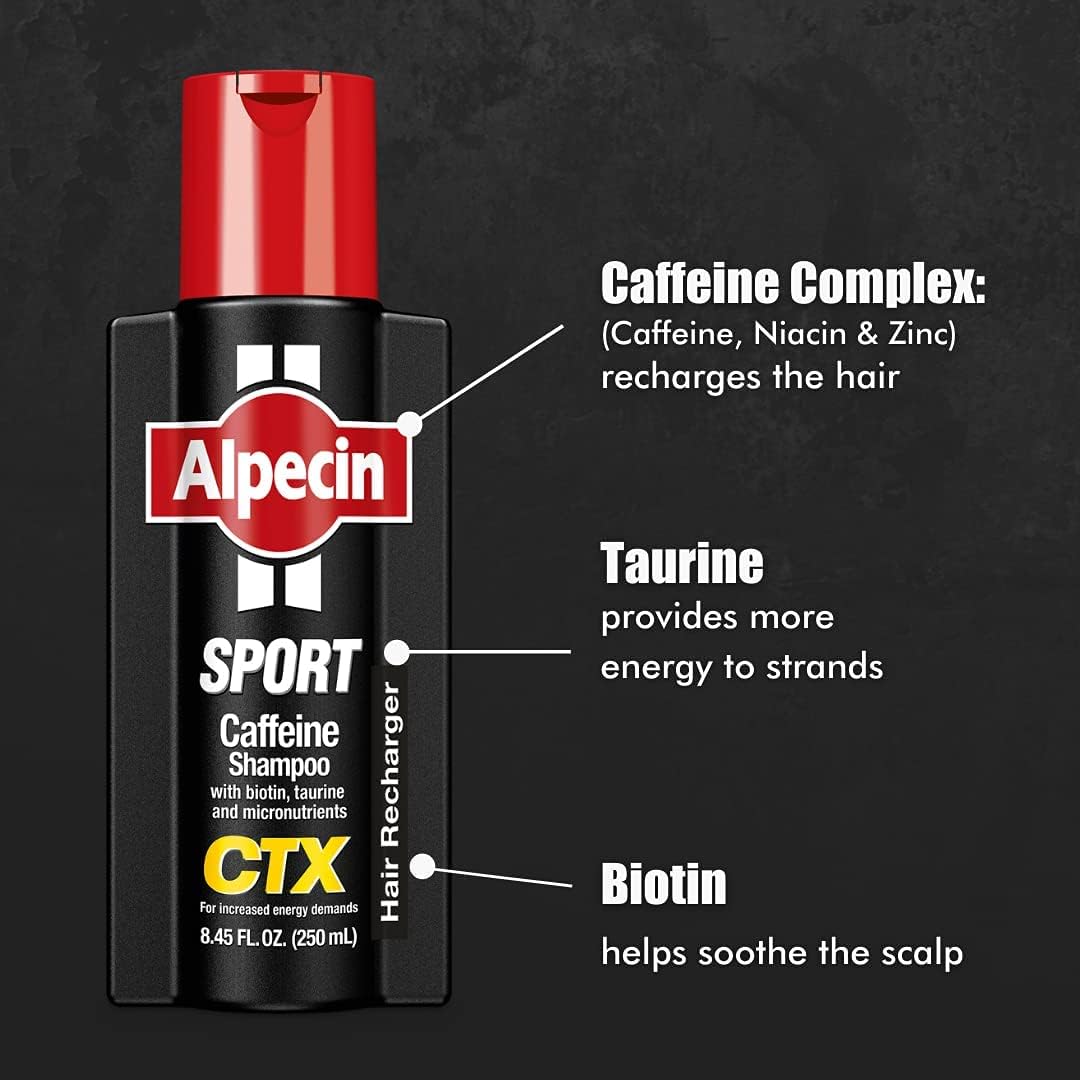 Alpecin CTX Sport shampoo dispense captures easy, daily application.