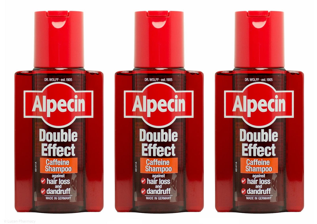 Alpecin Double Effect 200ml shampoo bottle for daily cleansing and scalp refreshment.