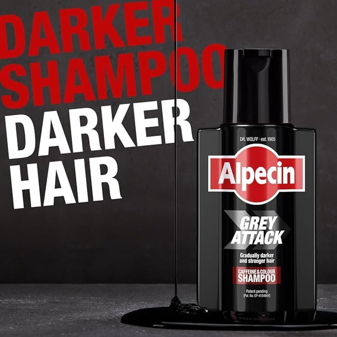 Application time demonstrates adjustable color intensity for natural results with Alpecin Gray Attack.