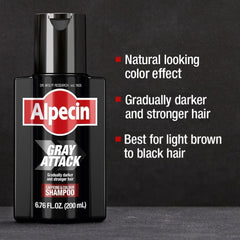 Alpecin Gray Attack color intensity depicting deeper shade with longer use.