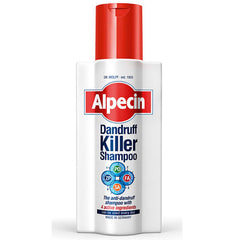 Alpecin Powerful Dandruff Killer Shampoo bottle front, highlighting the new formula for scalp refreshment.