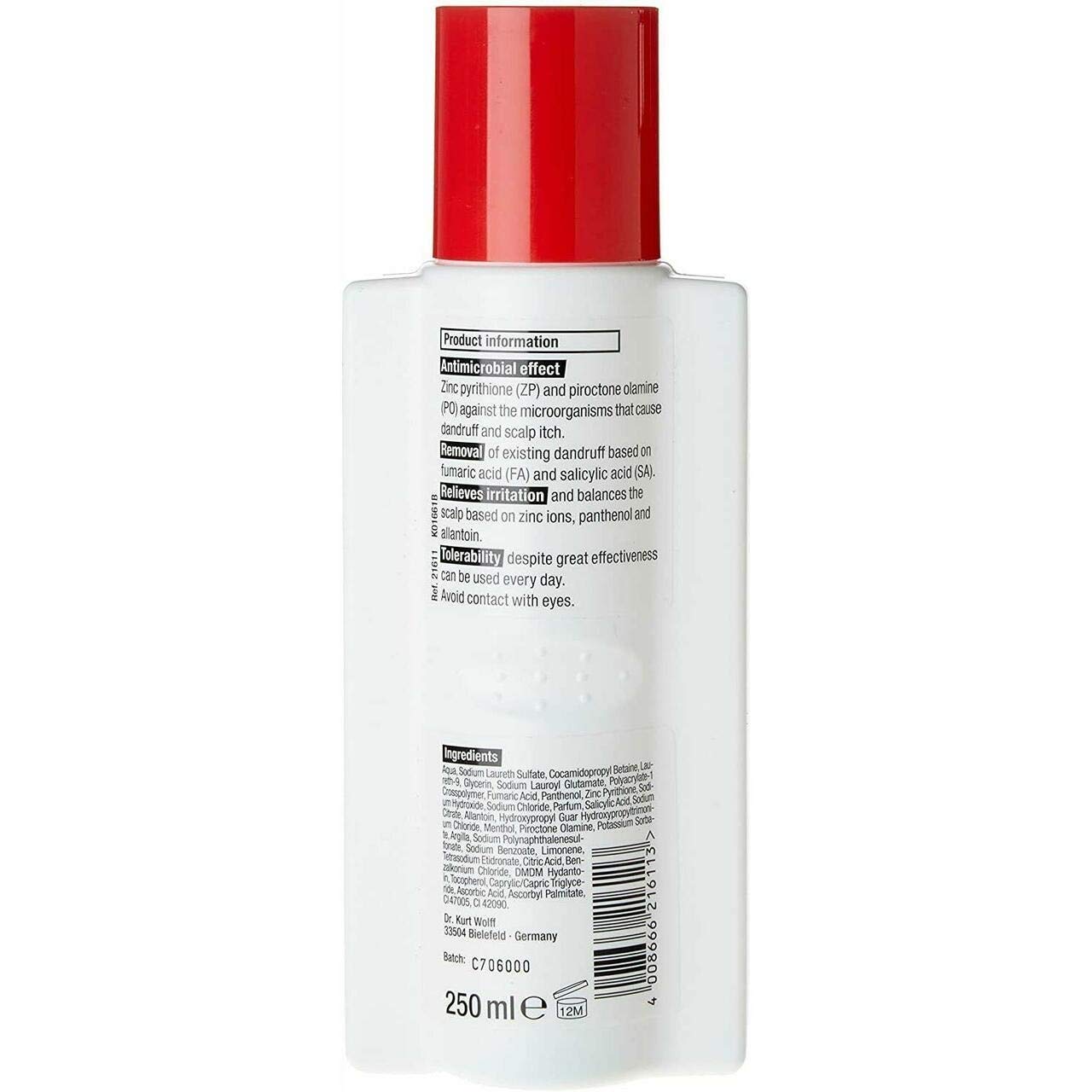Alpecin Powerful Dandruff Killer Shampoo being poured into the hand for gentle cleansing.