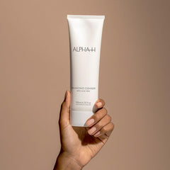 Alpha-H Balancing Cleanser ingredients balance icon emphasizes pH-friendly cleansing