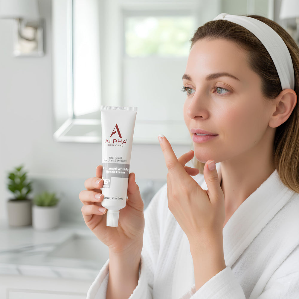 Night routine with Alpha Skin Care Enhanced Wrinkle Repair Cream nourishing skin