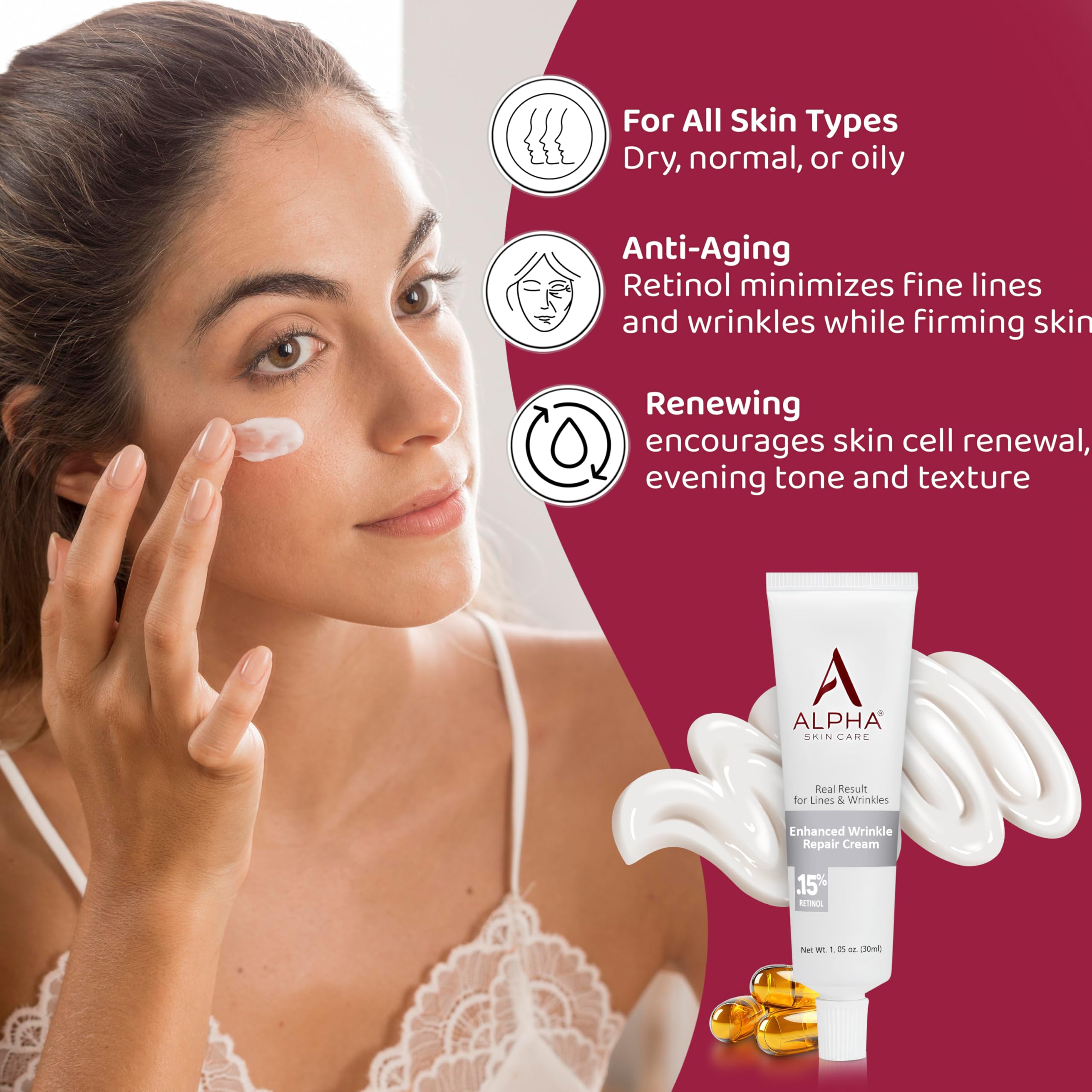 Alpha Skin Care Enhanced Wrinkle Repair Cream packaging front with clean design