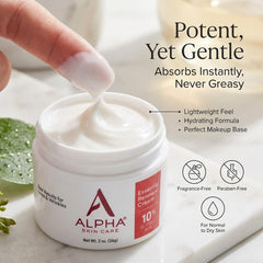 Alpha Skin Care Essential Renewal Cream applied on face during routine