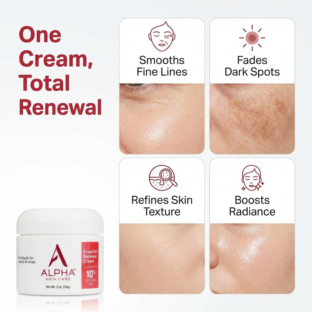 Alpha Skin Care Essential Renewal Cream texture swirl indicating gentle exfoliation