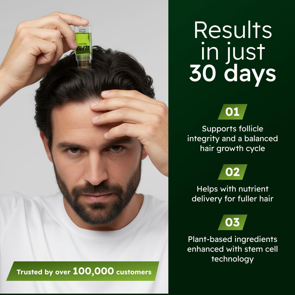 Alphainfuse ginseng-eclipta botanical blend ingredients highlighted for scalp nourishment.