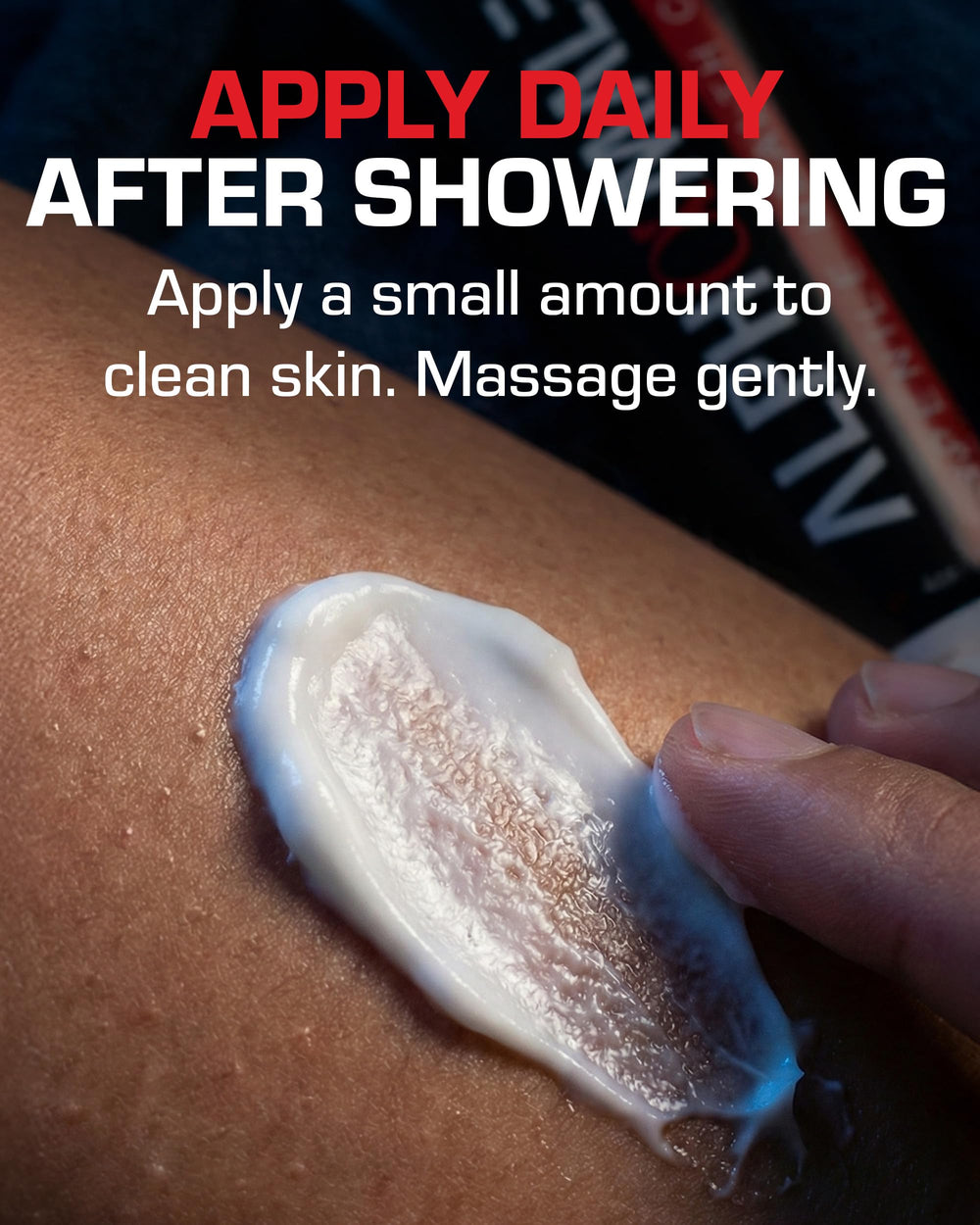 AlphaMale Premium Penile Health Cream ready for daily use after shower.