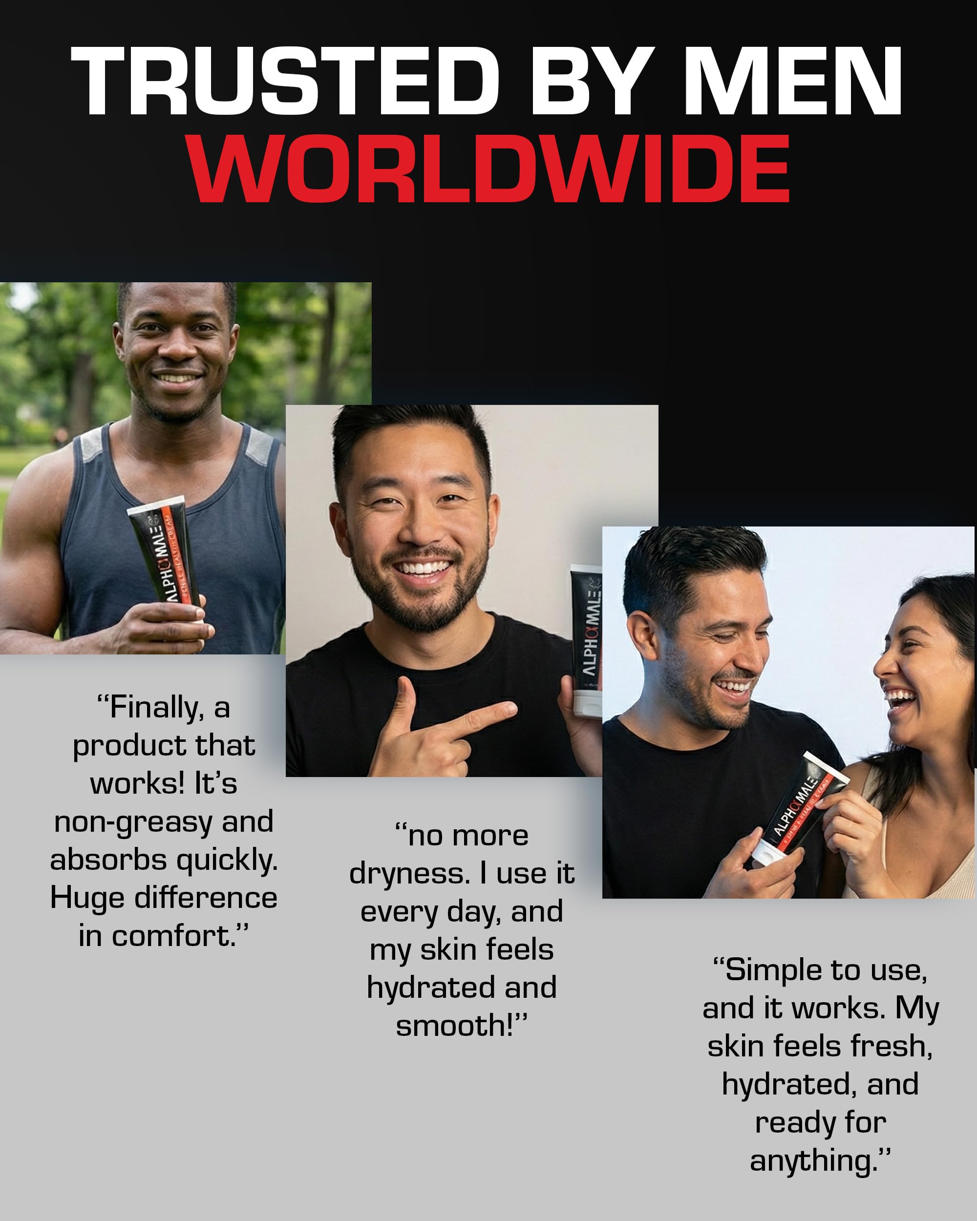 AlphaMale Premium Penile Health Cream fragrance-free label signals gentle daily use.