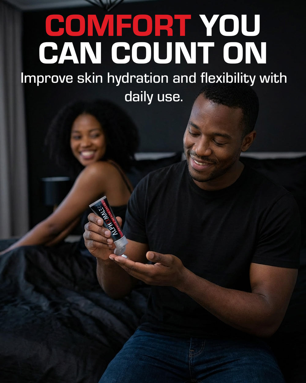 AlphaMale Premium Penile Health Cream ingredients include aloe vera and CoQ10 for hydration.